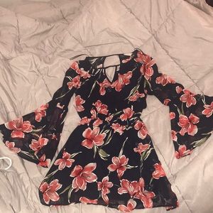 Hippie-esque bell-sleeved floral dress